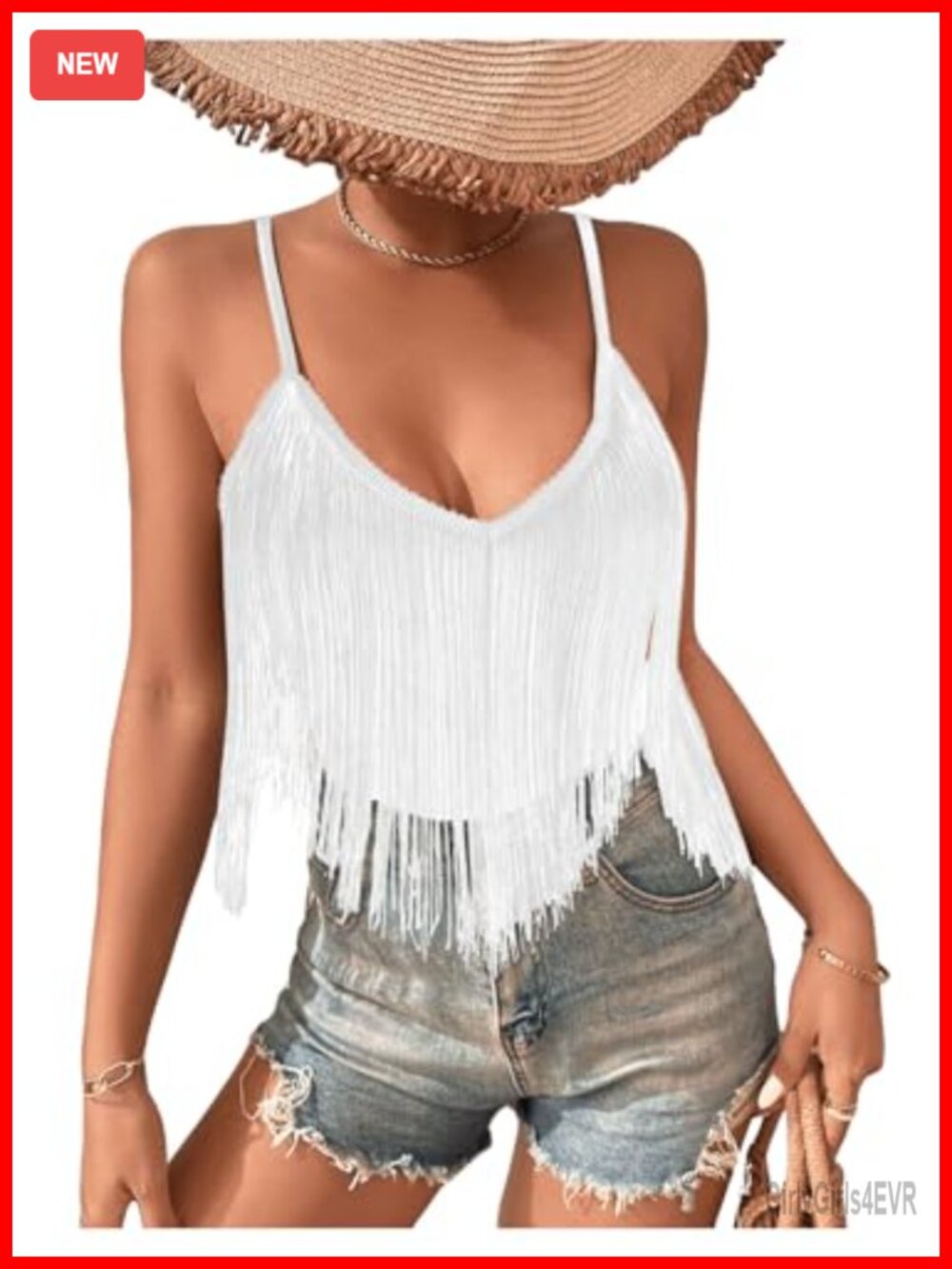 Sleeveless Fringe Tassel Boho Tank Top Cami Summer Top